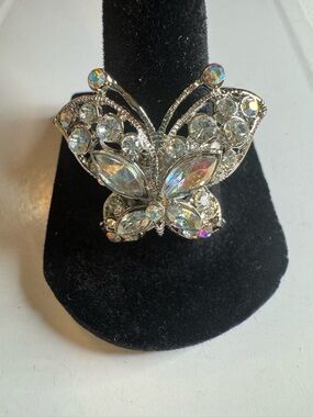New Adjustable Rhinestone Butterfly ring